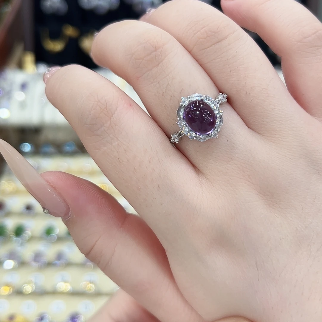 戒指水晶银S925镶嵌