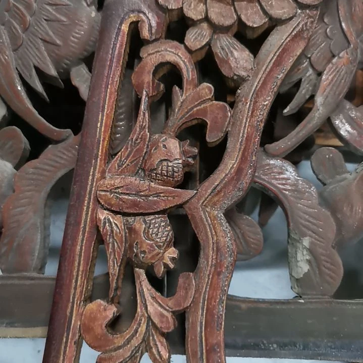 木浅***雨老木雕花版一片