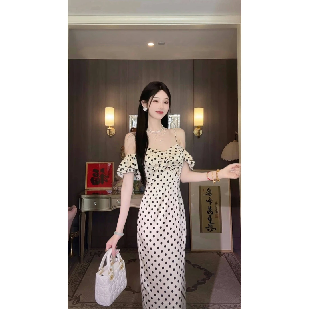 【雅乔定制】赫本日记 可拆卸袖显瘦复古波点连衣裙DYYK-24112169