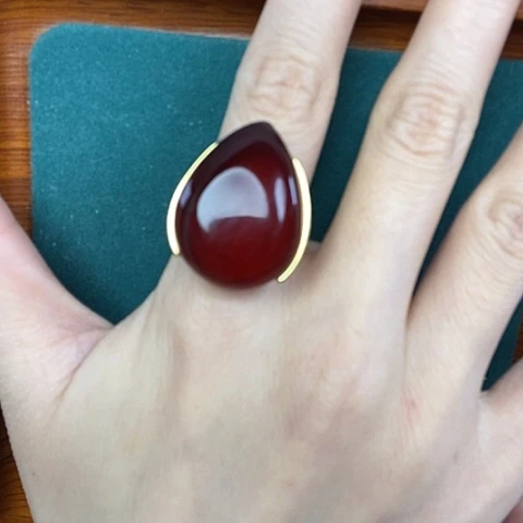 血珀戒指银S925镶嵌戒指