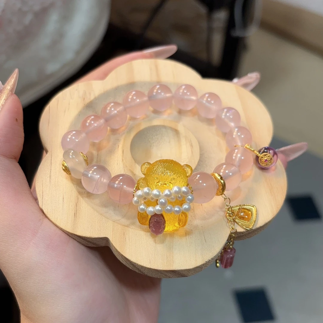 蜜蜡毛毛小熊手链