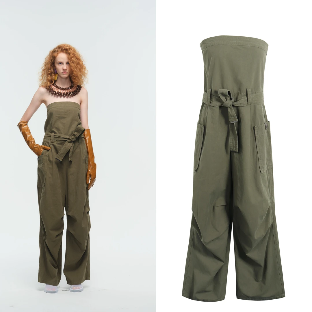 MOMENTPLAY 设计师品牌25秋冬新品抹胸工装宽松连体裤时尚直筒