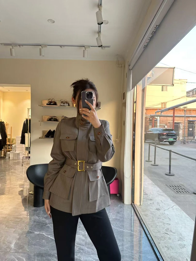 【R·YING】25ss新款英伦风短款轻奢排扣风衣