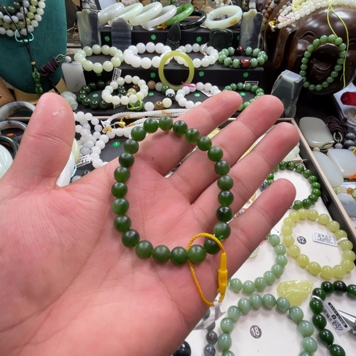 手链未镶嵌和田玉新疆玛纳斯碧玉卡8柔光