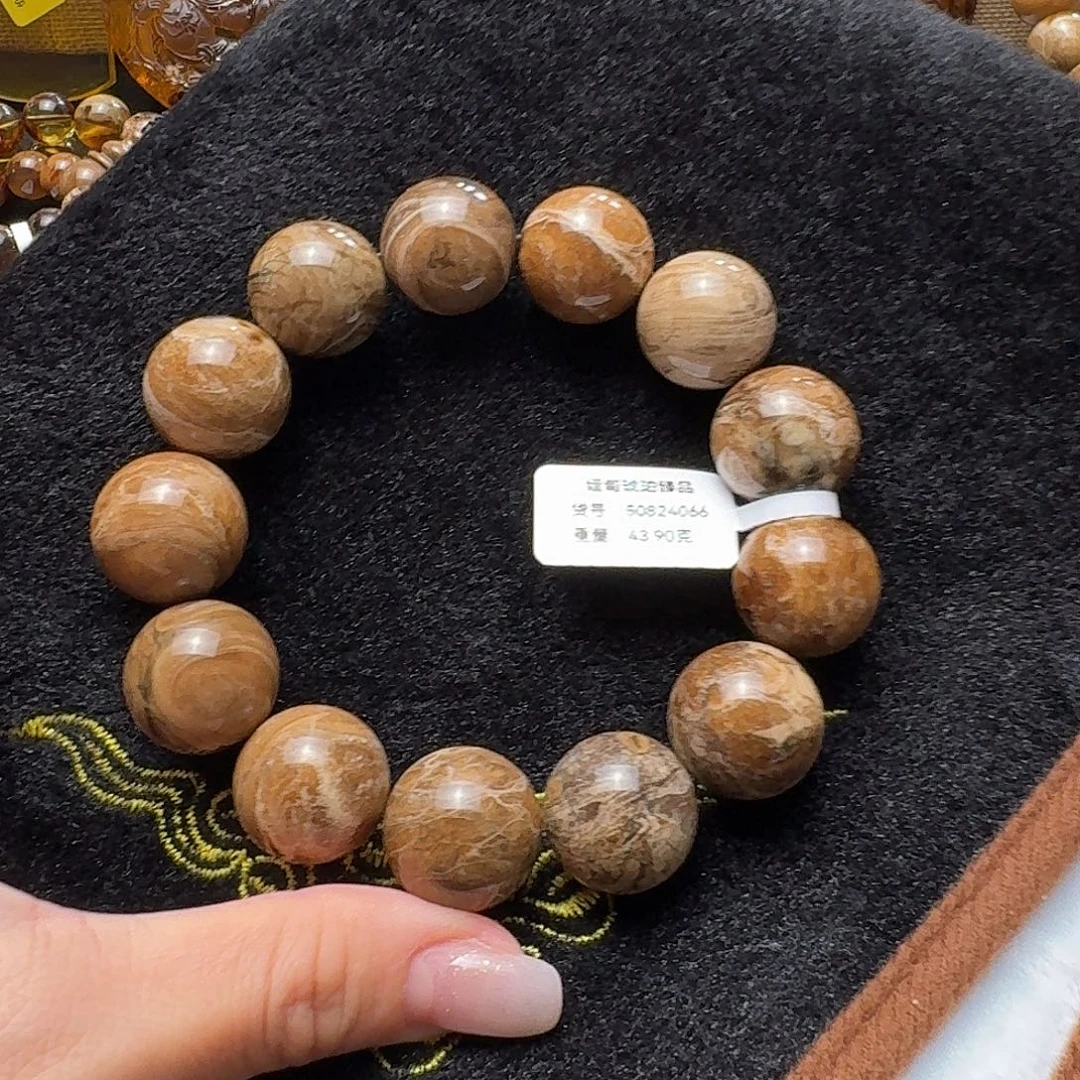 琥珀未镶嵌珠宝奇石18mm白花根