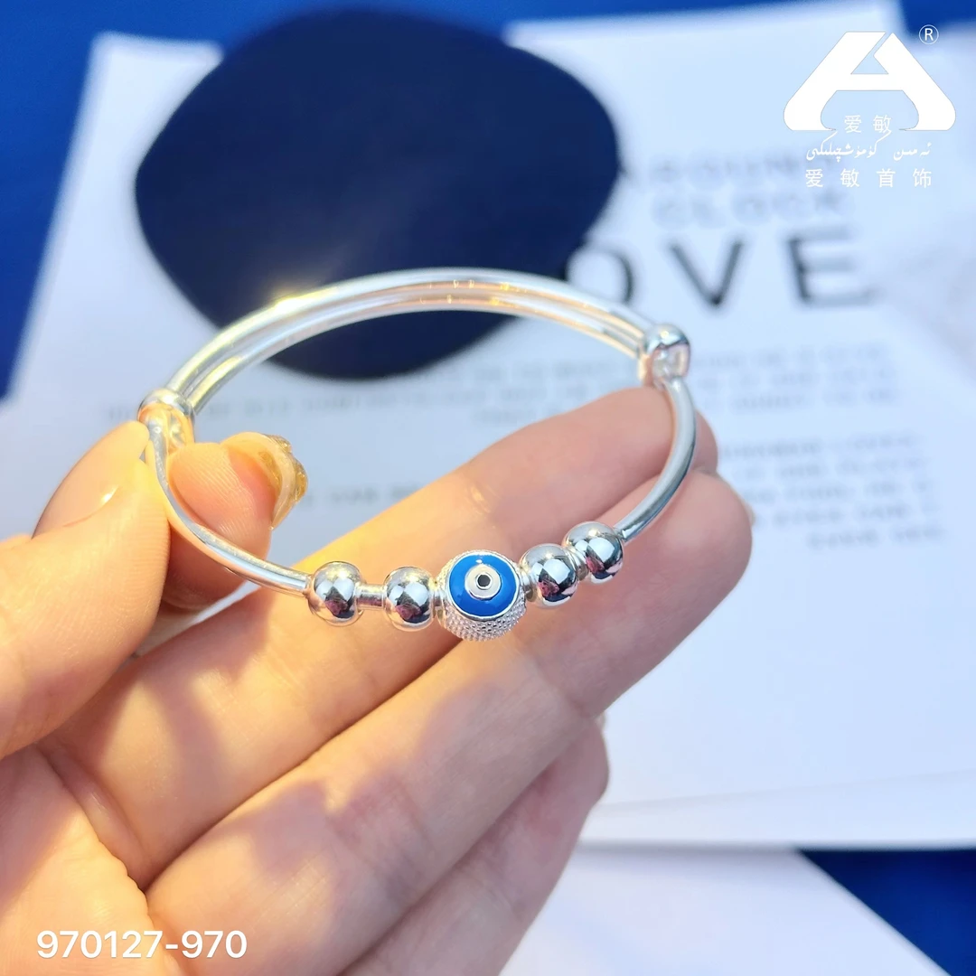 足银手镯 爱敏首饰女款手镯970127