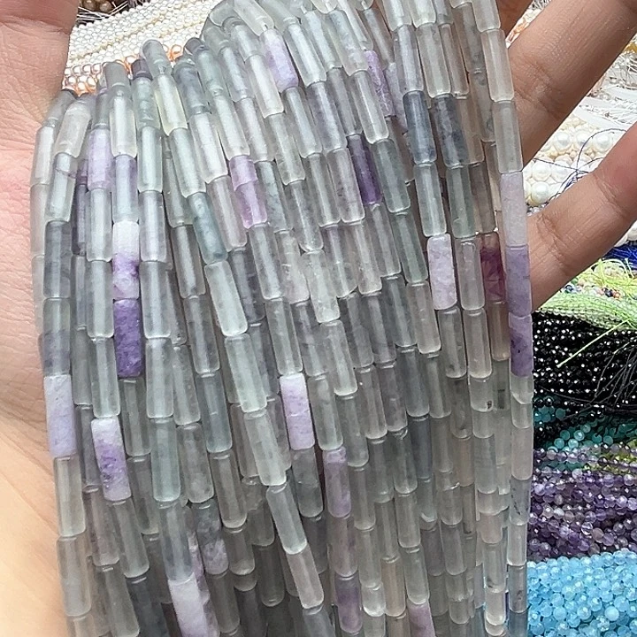 未镶嵌玛瑙/玉髓珠宝半成品一条4/13mm左右萤石管珠