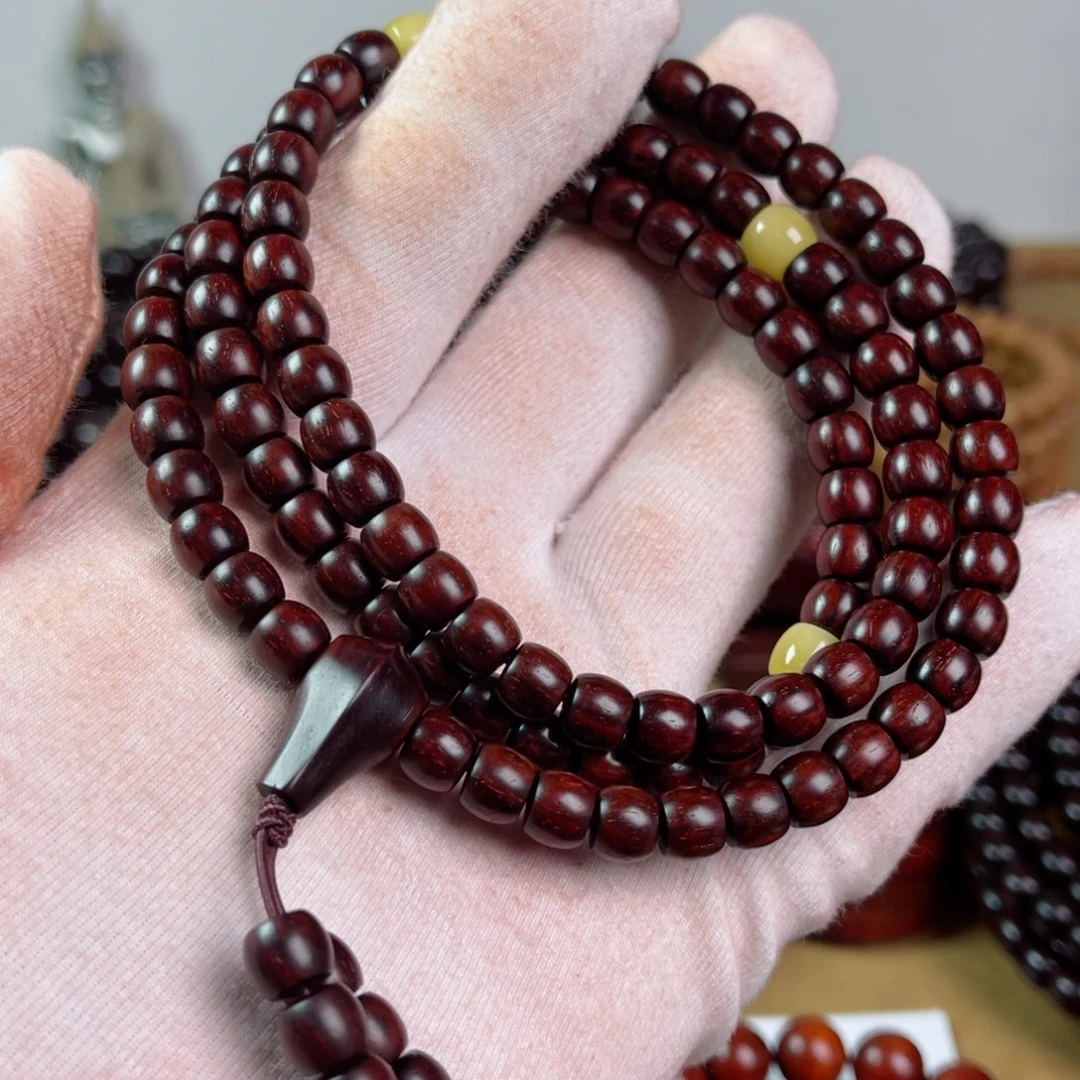 手串/手链小叶紫檀6/7直切高油密树头料配蜜蜡