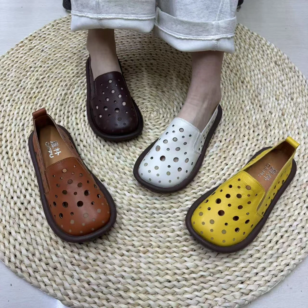 2760–6A镂空女包跟森系纯色女鞋洞洞鞋软底休闲时尚夏季百搭