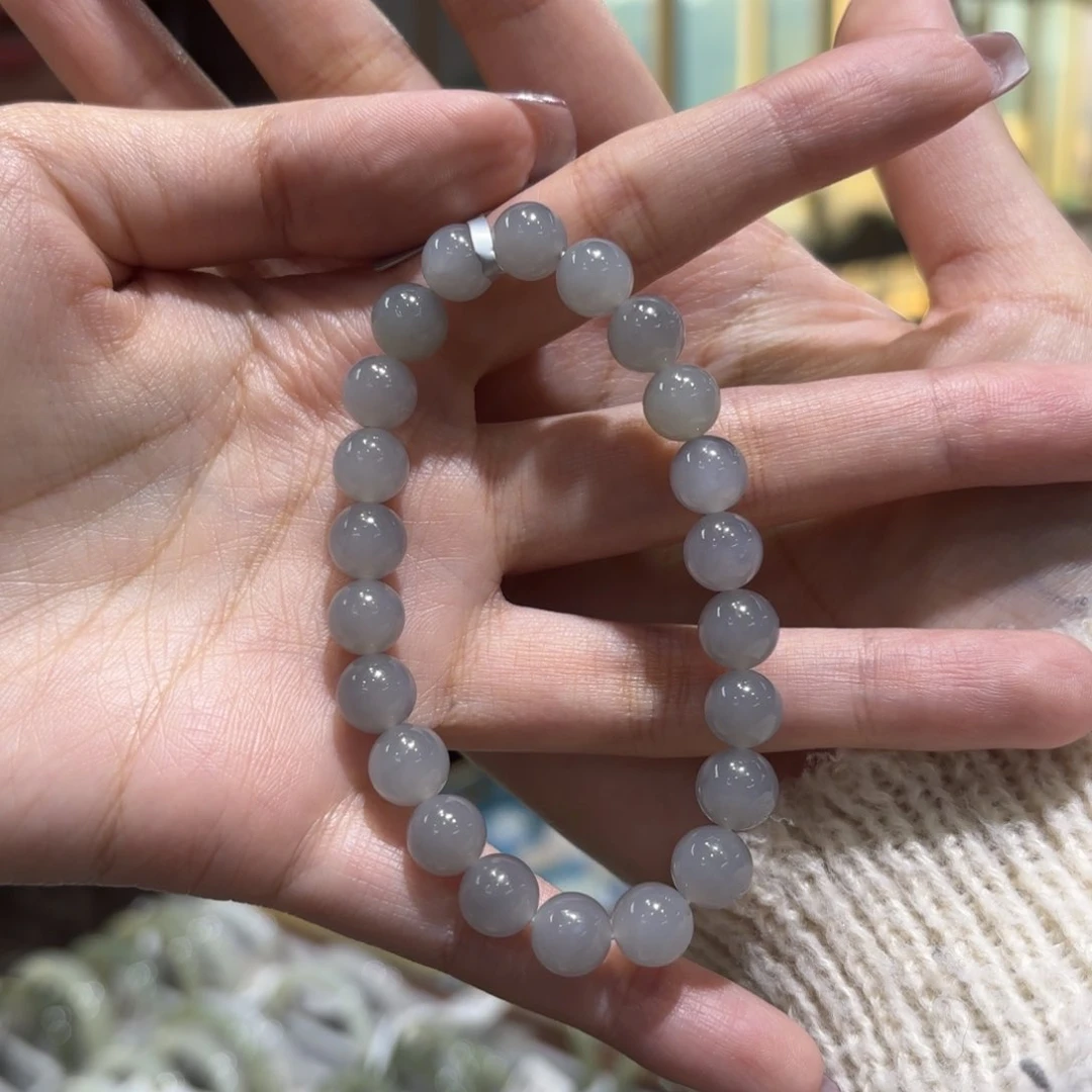 和田玉手串未镶嵌烟紫手串