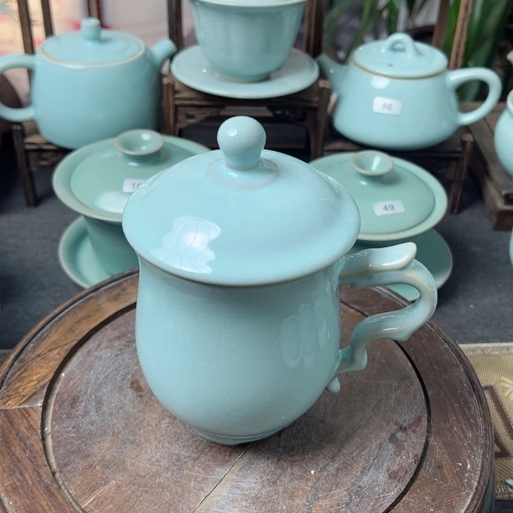 杯天青色龙头杯微瑕