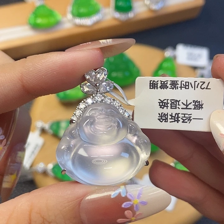 石英质玉银S925镶嵌颈饰佛公