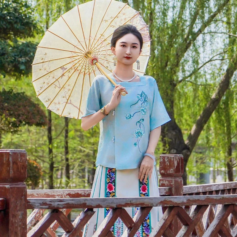 「月下美人」乐锦坊复古中国风原创日常百搭设计感刺绣汉服女装上衣
