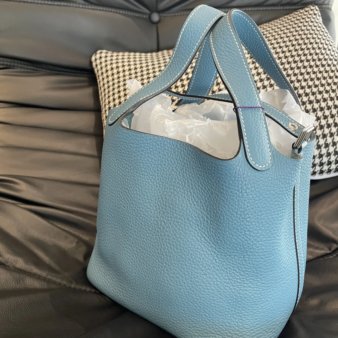99新 Hermes/爱马仕 奢品阁/爱马仕 菜篮子蓝色水桶