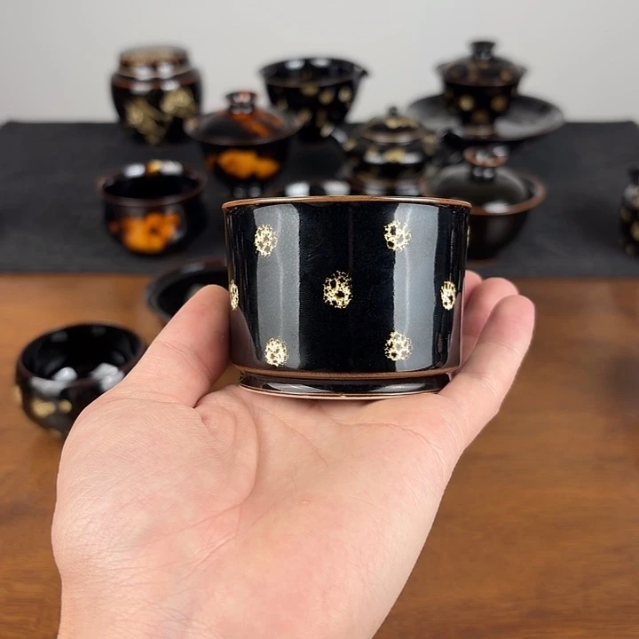 瓷点彩鹧鸪斑容天杯