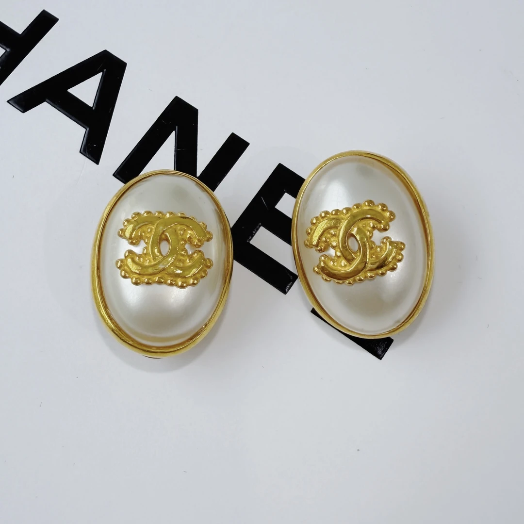 95新 Chanel/香奈儿 Chanel vintage香奈儿中古藤蔓珍珠耳夹