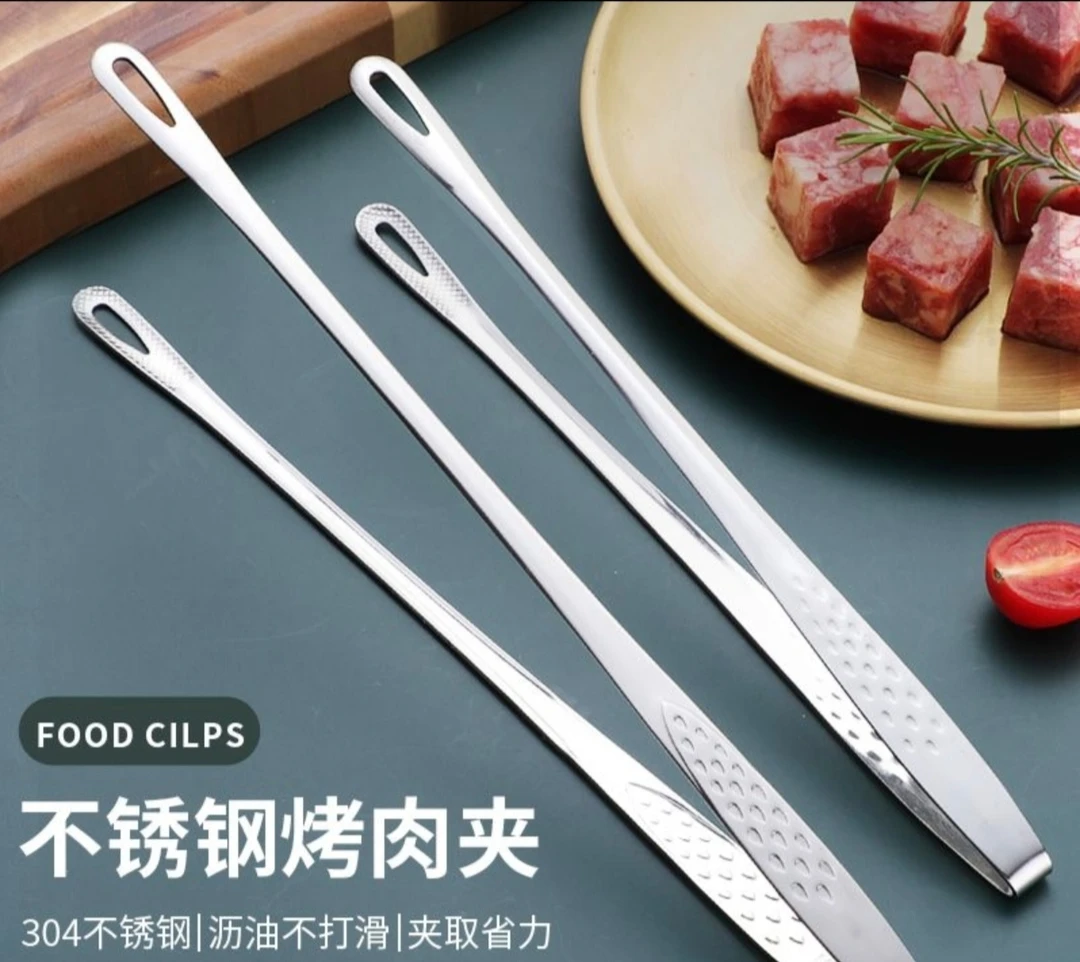 韩式烤肉夹烧烤夹不锈钢夹厨房加长食品食物夹烤肉店专用牛排夹