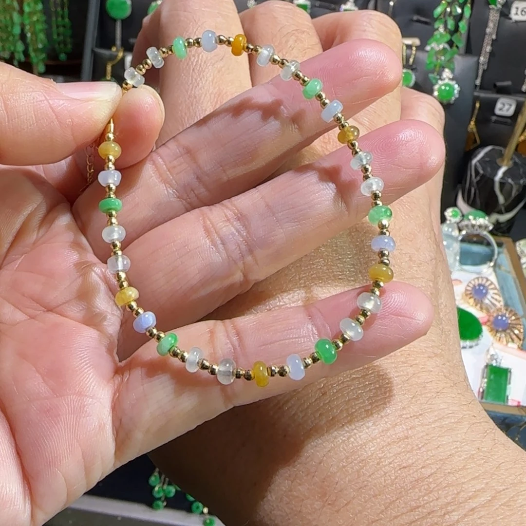 翡翠18K金镶嵌颈饰手链