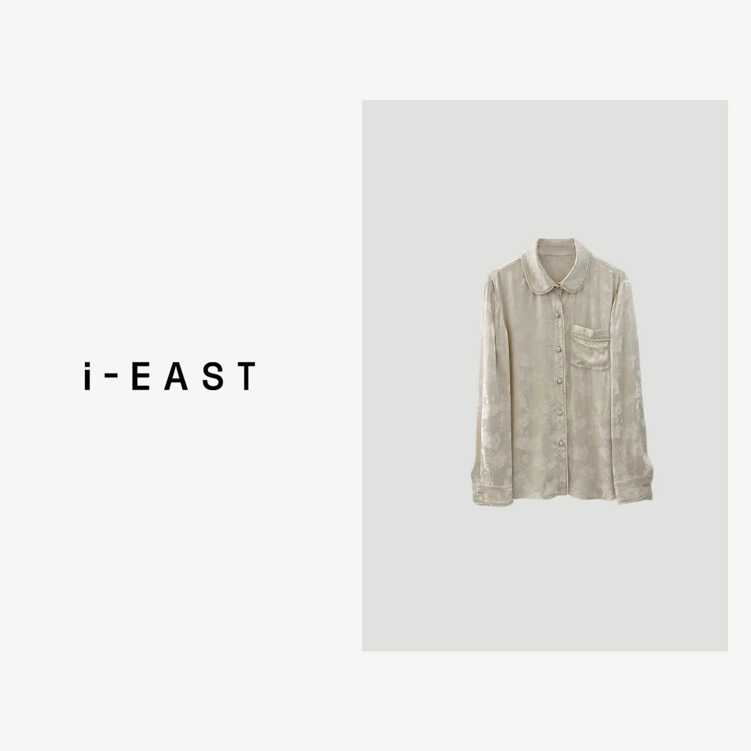 i-EAST 廖廖月色~新中式提花珠珠衬衫-4C 24CA1510