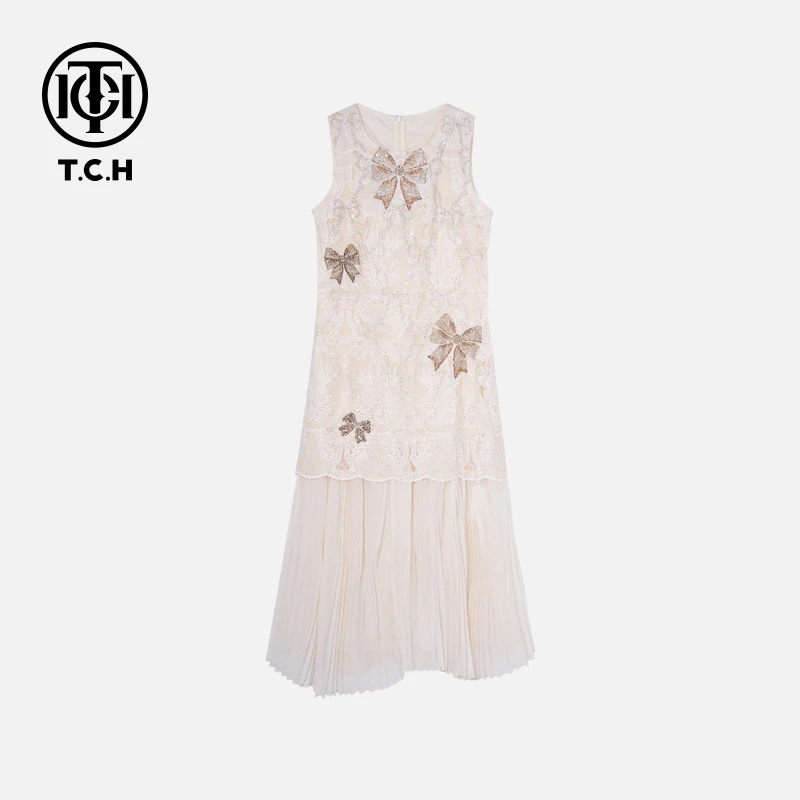 TCH私服烫钻工艺新时尚淑女百搭潮流连衣裙女T75B30E5151轻奢tch