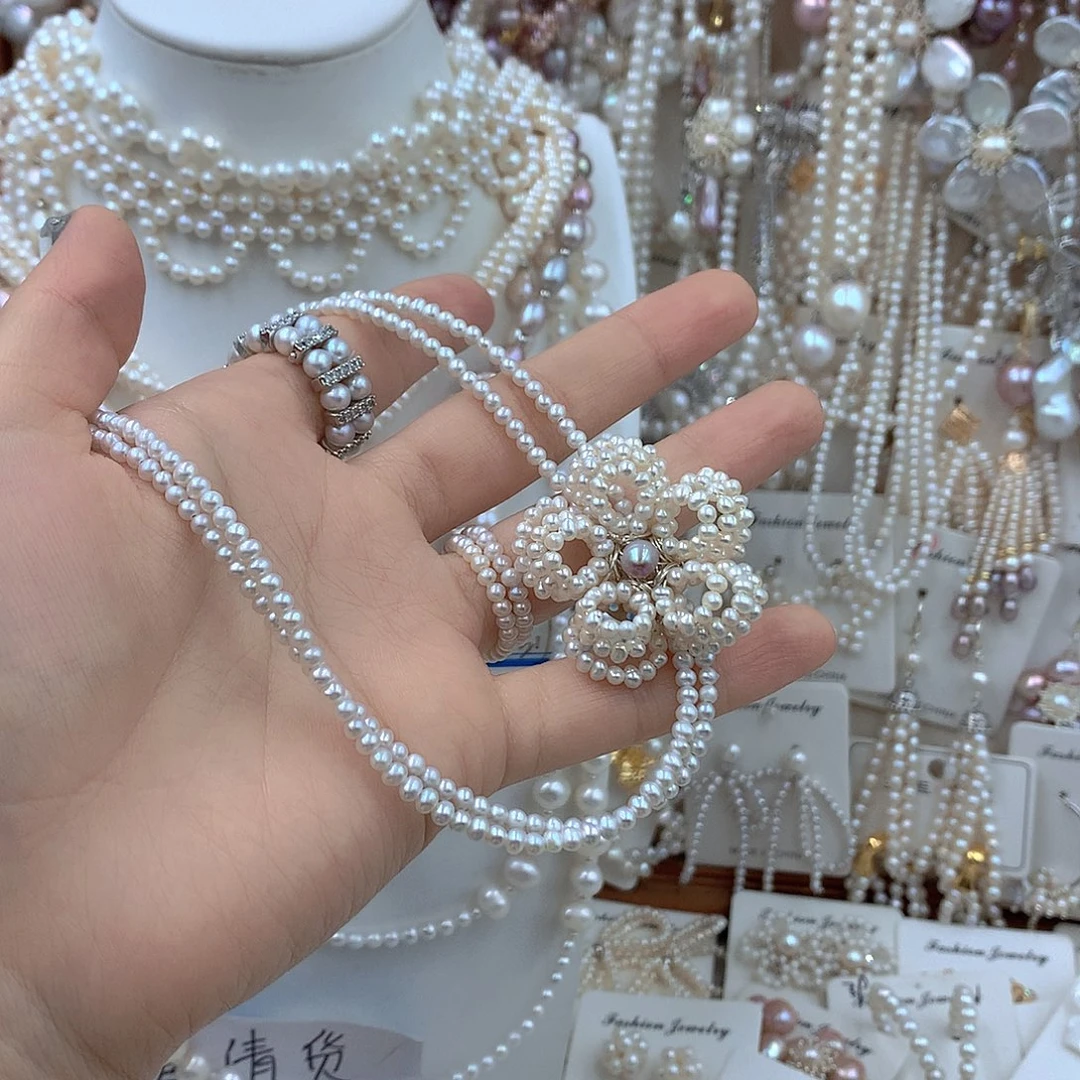 养***花银S925镶嵌淡水珍珠耳饰