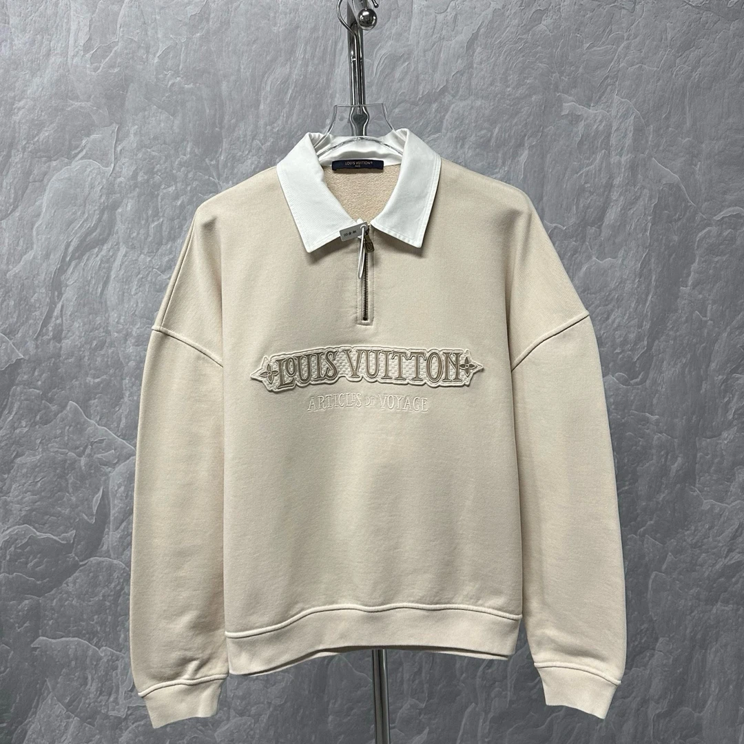 未使用 LouisVuitton/路易威登 FW25 半拉链刺绣卫衣 XL码J01540