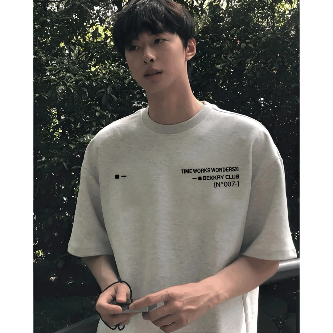 labzaa美式字母印花纯棉短袖T恤男女夏季潮牌小众白灰色ins上衣服