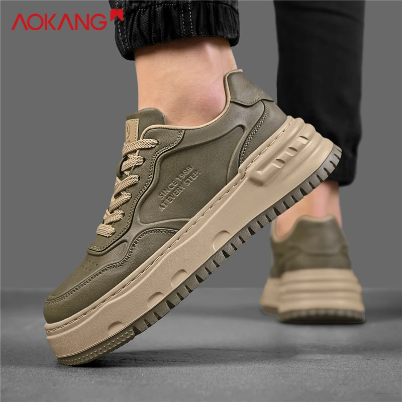 Aokang/奥康官方正品2025秋冬舒适百搭软底琥珀黄休闲工装鞋