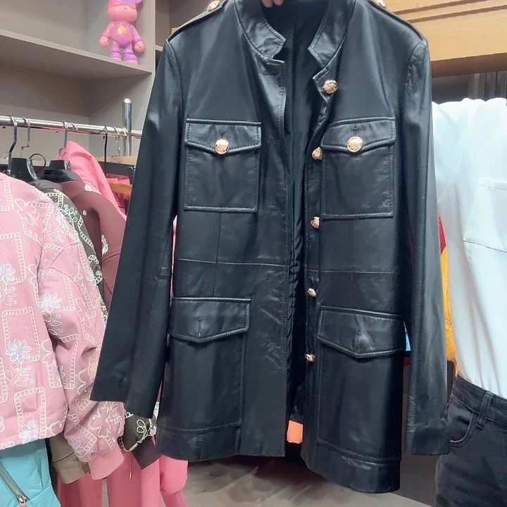 真皮绵羊皮风衣外套