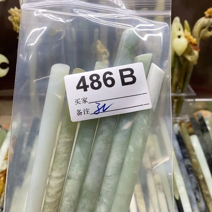 透闪石-蛇纹石玉发饰未镶嵌喵*娜