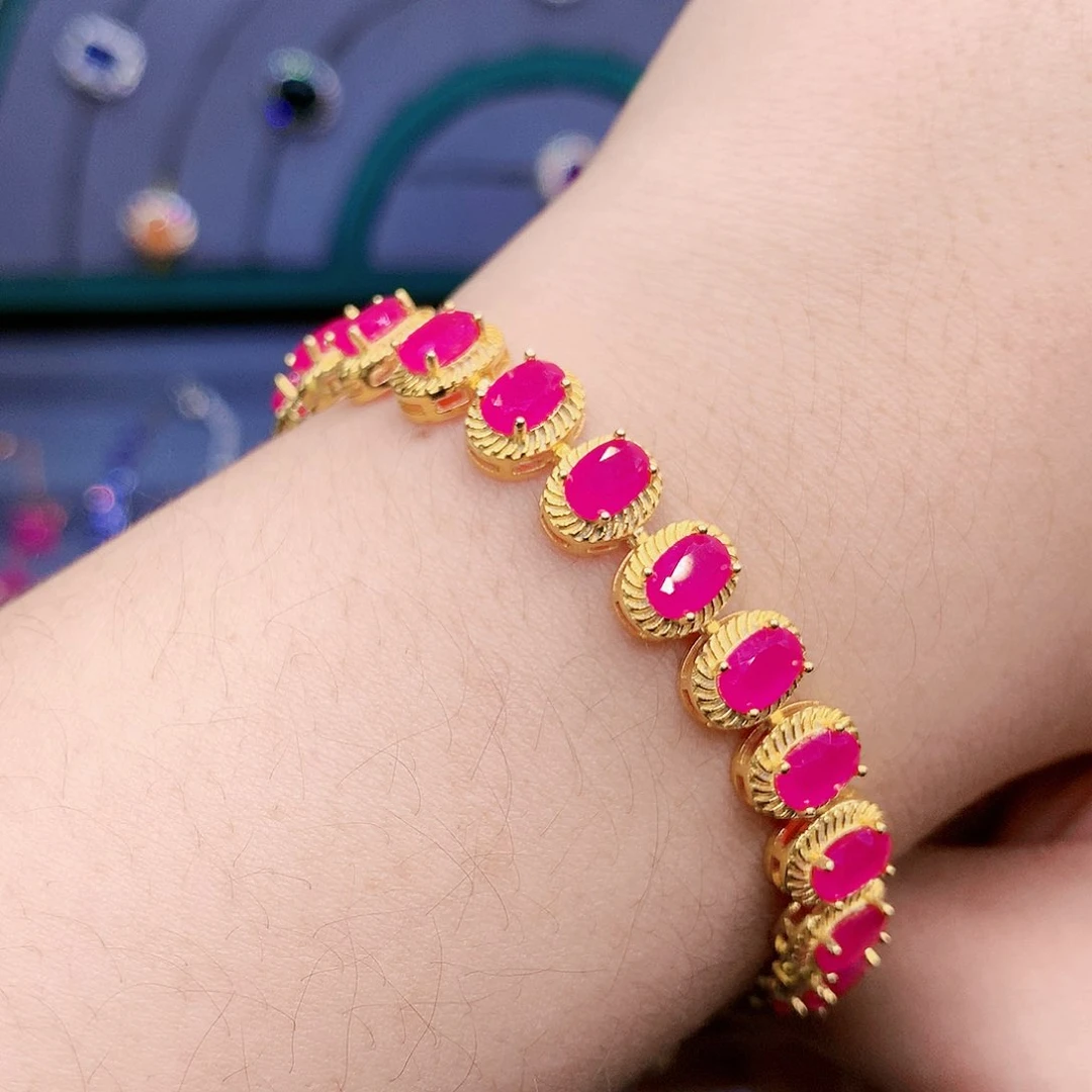 红宝石手链银S925镶嵌