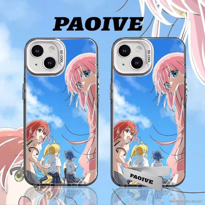 适用苹果华为vivo一加iPhone14小米三星孤独摇滚防摔彩银手机壳