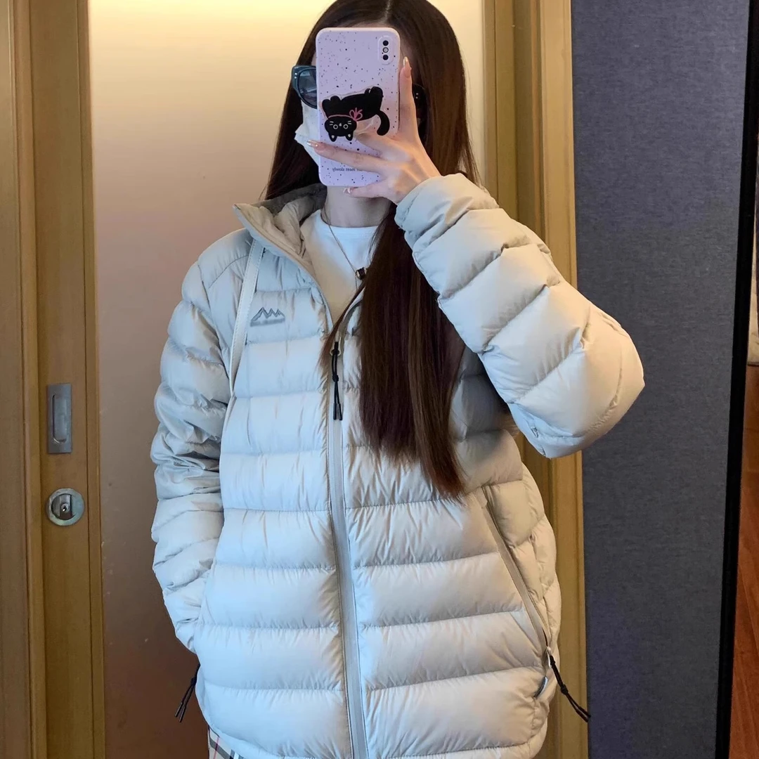 秋冬韩系简约轻薄连帽排骨棉服男女保暖宽松情侣外套糖果色棉衣