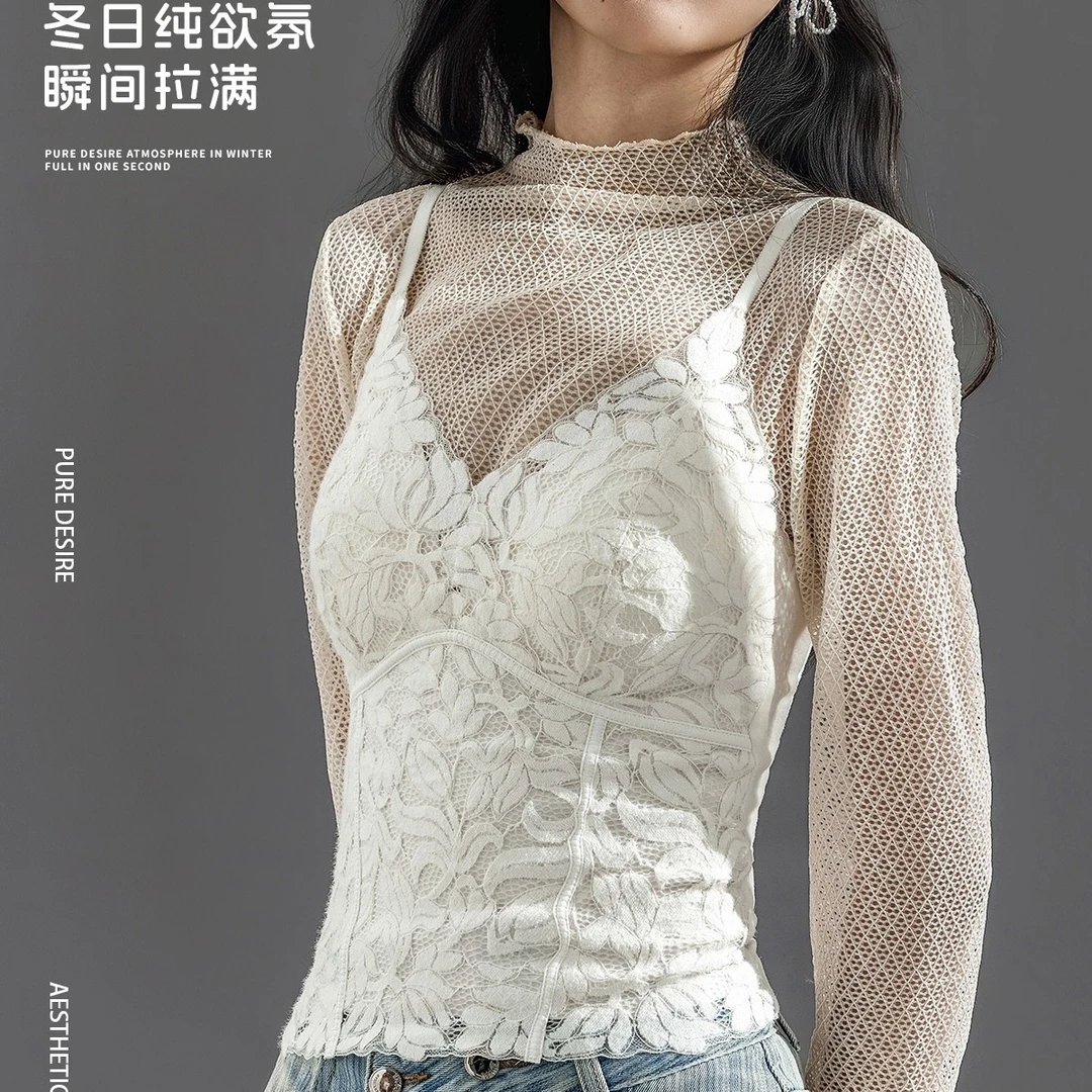 专柜定制款～法式蕾丝美背吊带背心自带胸垫无痕显瘦外穿内衣