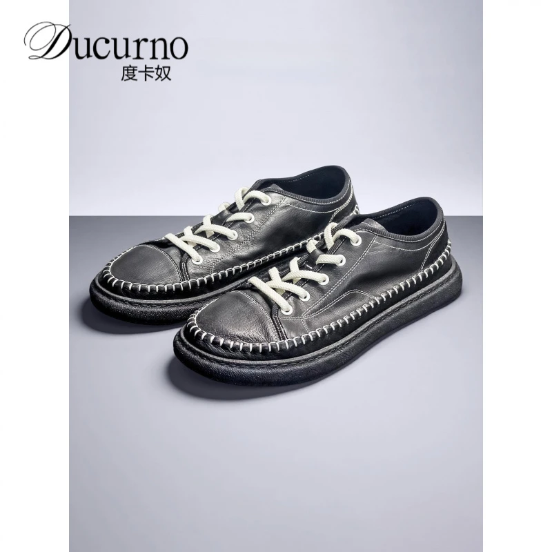 板鞋男高端百搭低帮鞋2025新款男士爆款鞋软底软面透气圆头男板鞋