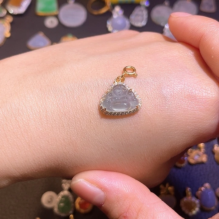 翡翠银S925镶嵌吊坠(不含链)天然翡翠