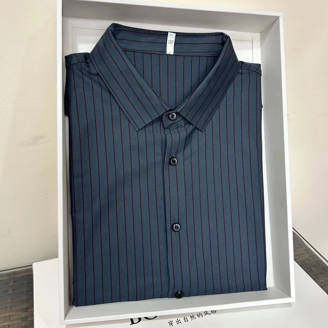 【桑蚕丝】2025中年男士翻领高档商务透气桑蚕丝衬衫男半袖3211