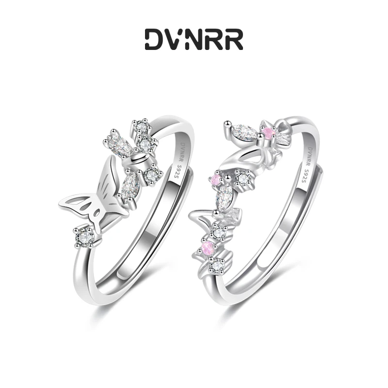 925银合成锆石戒指 DVNRR甜心蝶语设计原创情侣闺蜜轻奢对戒送礼