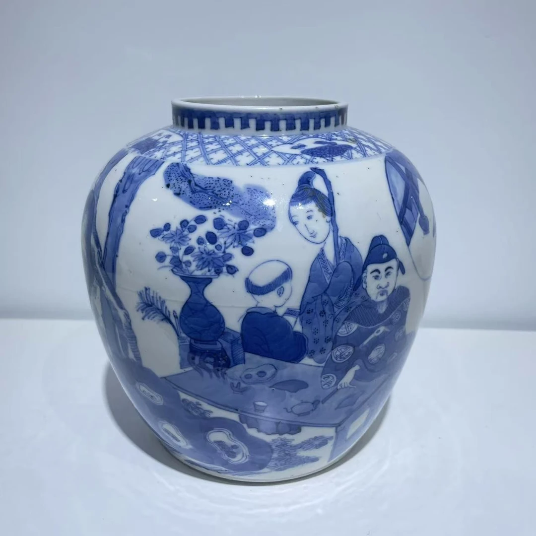 126 清晚期 青花人物故事罐