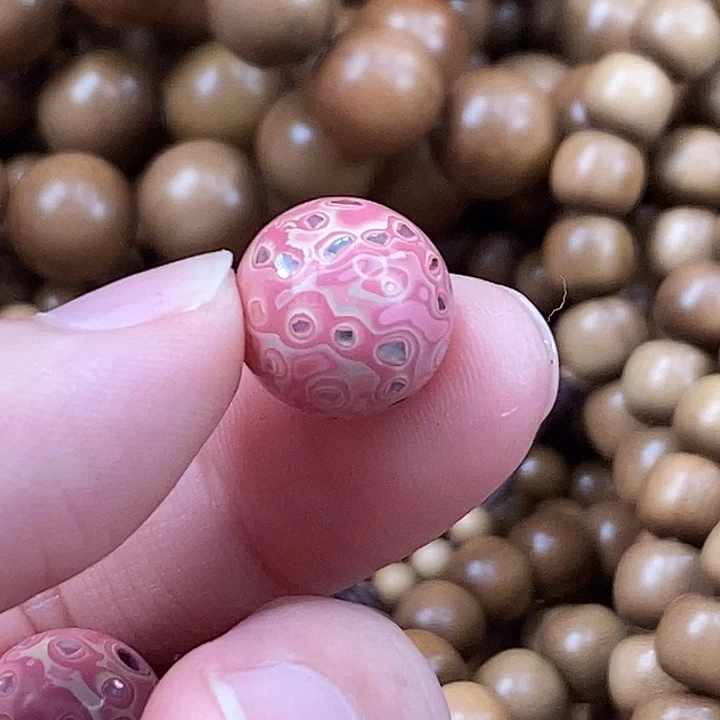 大漆工艺品散珠1.2浅粉螺钿