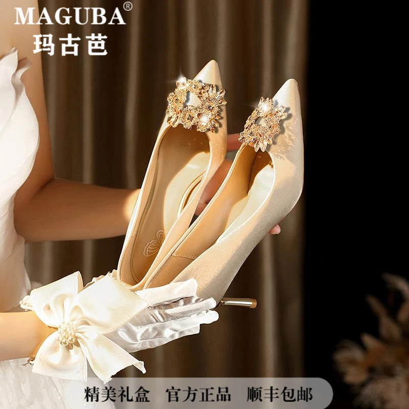 MAGUBA/玛古芭婚宴新娘鞋法式高端宴会礼鞋气质优雅细高跟单鞋女