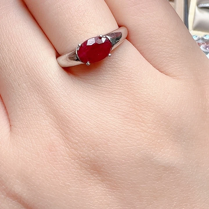 红宝石银S925镶嵌戒指