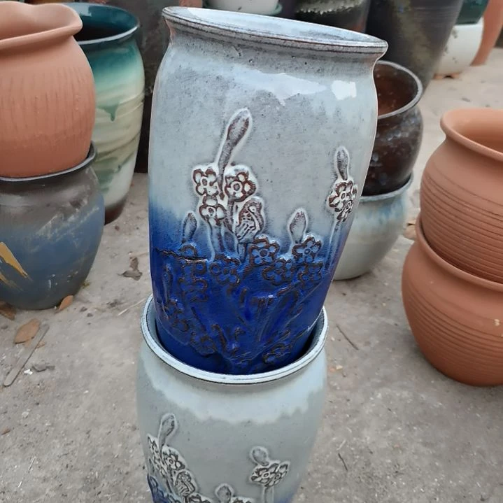 红陶14/27瑕疵两个盆子