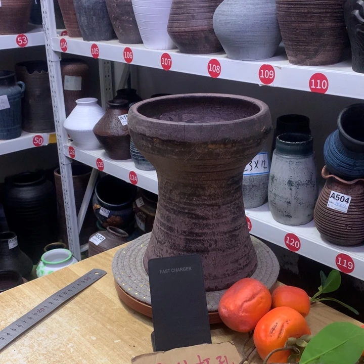 【闪购商品】红陶粗糙盆有孔高24口18