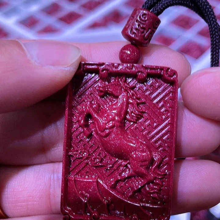 天然辰砂紫金砂马吊坠