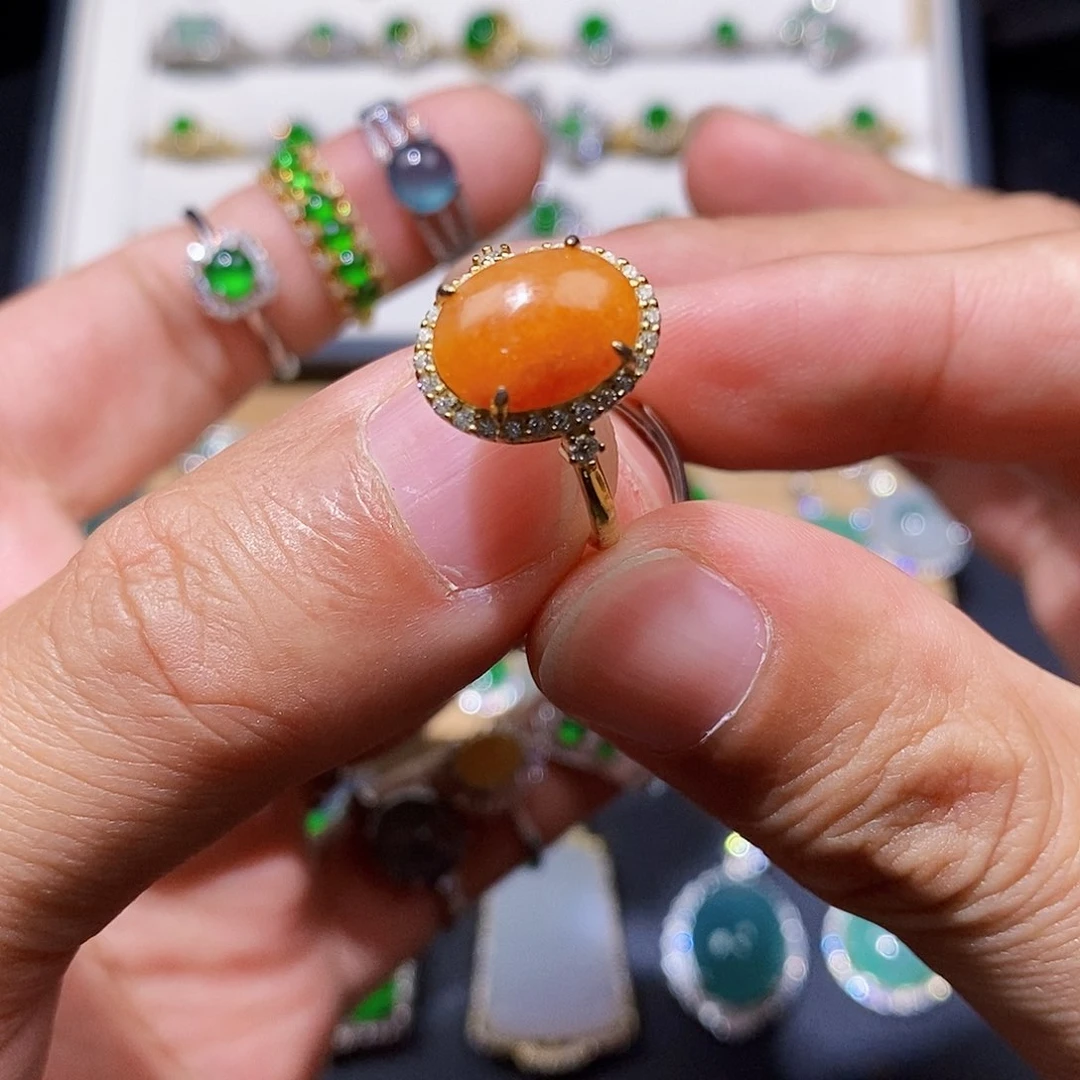 银S925镶嵌戒指翡翠w