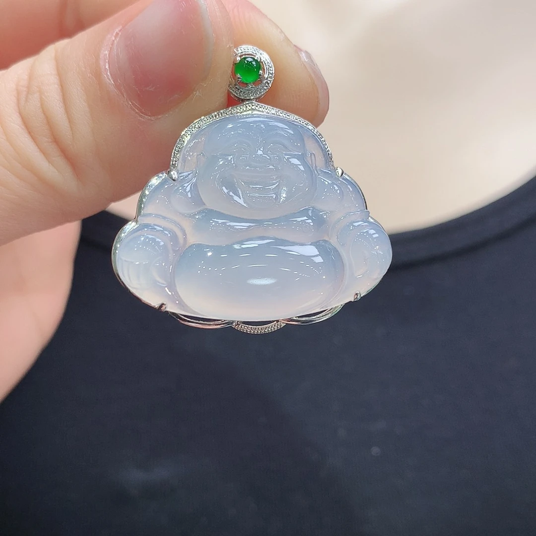 翡翠颈饰18K金镶嵌佛公