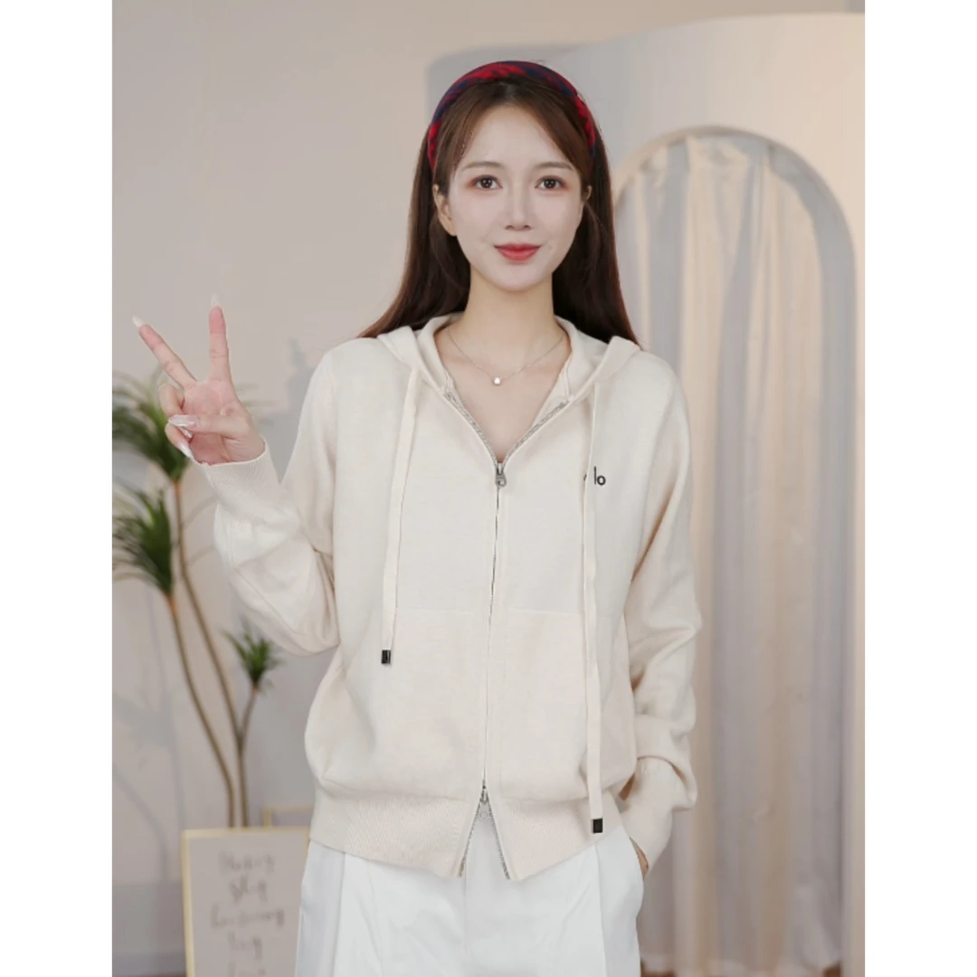 针织衫女连帽减龄设计感洋气针织衫韩版2025新款早秋宽松百搭开衫