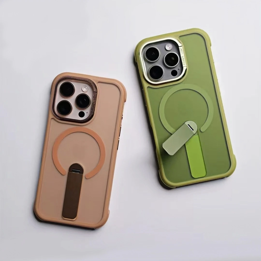 软边防撞适用苹果16promax桌面支架手机壳磁吸iphone15防摔14简约