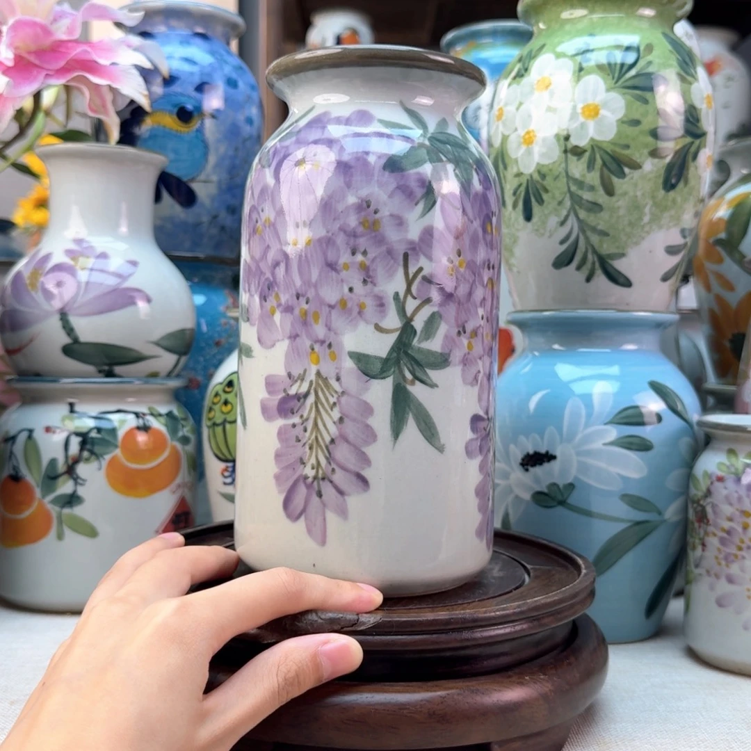 景德镇陶瓷手绘花瓶无孔